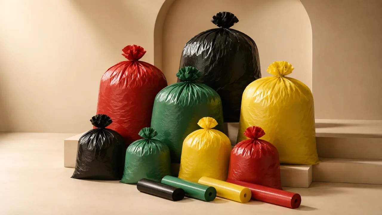 Bolsas para basura recicladas en cuatro colores